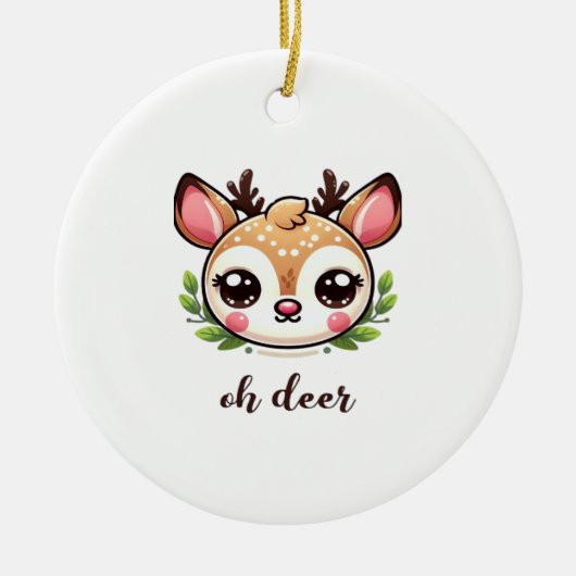 Oh Deer Cute Deer Minimal Design Keramisch Ornament (Voorkant)