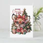 Oh Deer Cute Reindeer Carte de Noël (Debout devant)