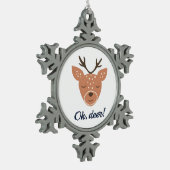 Oh Deer Deer Love Save The Deer Creative Design  Tin Sneeuwvlok Ornament (Links)