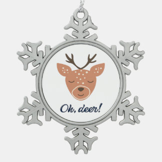 Oh Deer Deer Love Save The Deer Creative Design  Tin Sneeuwvlok Ornament
