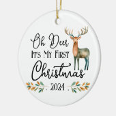 Oh Deer Eerste Kerstmis Foto Keramisch Ornament (Links)