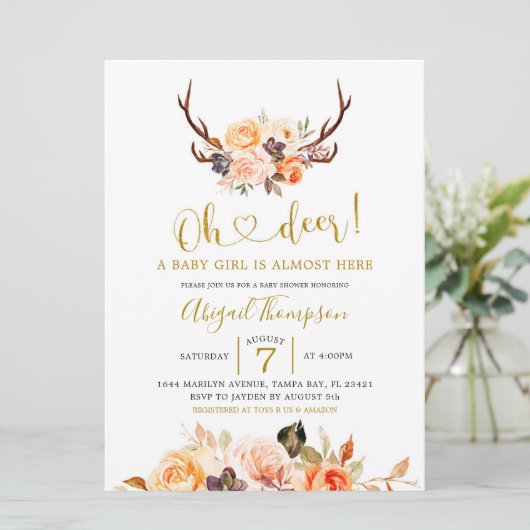 Oh Deer Fall Baby shower Invitation (Debout devant)