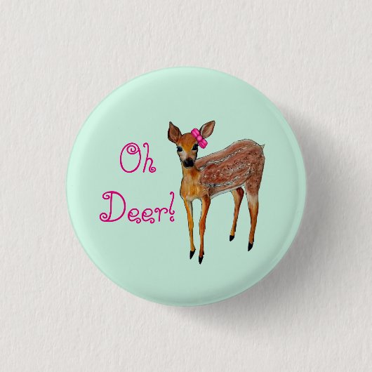"Oh Deer" Fawn Ronde Button 3,2 Cm (Voorkant)
