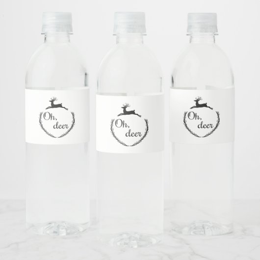 Oh Deer Funny Style Design Waterfles Etiket (Flessen)