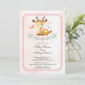 Oh Deer Girls Baby shower Baby Invitation (Debout devant)
