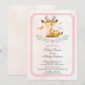 Oh Deer Girls Baby shower Baby Invitation (Devant / Derrière)