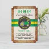 Oh Deer Green Tractor Baby shower Invitation (Debout devant)