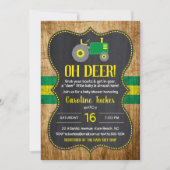 Oh Deer Green Tractor Baby shower Invitation (Devant)