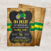 Oh Deer Green Tractor Baby shower Uitnodiging