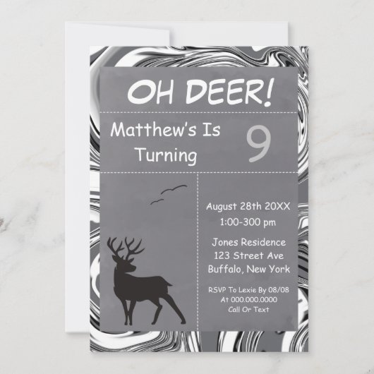 Oh Deer Grey Camouflage Anniversaire Invitations d (Devant)