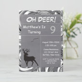 Oh Deer Grey Camouflage Anniversaire Invitations d (Debout devant)