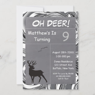 Oh Deer Grey Camouflage Anniversaire Invitations d
