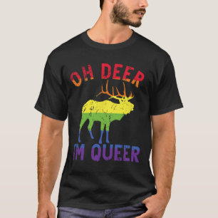 Oh Deer Im Queer Rainbow LHBT Gay Pride Panual Les T-shirt