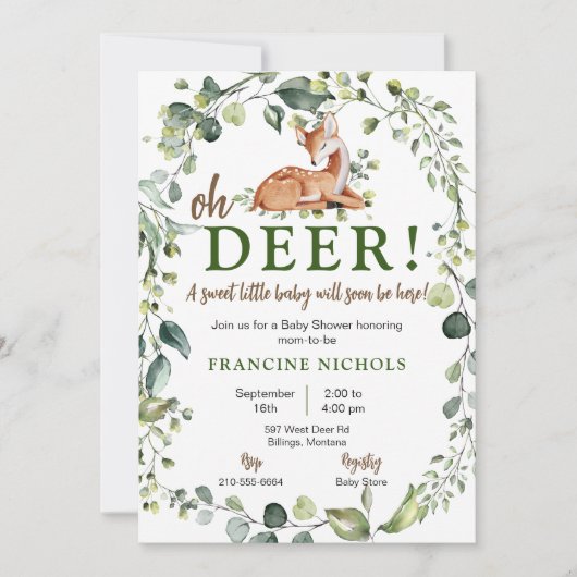 Oh Deer ! Invitation baby shower (Devant)