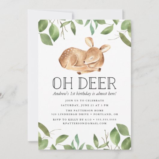 Oh Deer | Invitation de fête d'anniversaire (Devant)