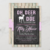 Oh Deer ! Invitation Rustique Baby shower fille (Devant / Derrière)