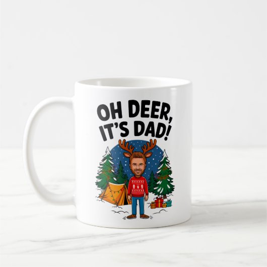 Oh Deer It’s Dad Fête Humour artisanal Café Mug (Gauche)