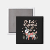 Oh Deer Its Christmas Miniature Patchwork Squares Magneet (Voorkant / Achterkant)