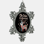 Oh Deer Its Christmas Miniature Patchwork Squares Tin Sneeuwvlok Ornament (Links)