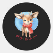 Oh Deer Its Christmas Retro Classic Design Ronde Sticker (Voorkant)