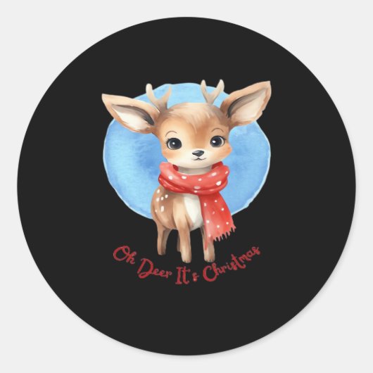 Oh Deer Its Christmas Retro Classic Design Ronde Sticker (Voorkant)