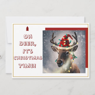 Oh Deer, It's Christmas Time!" Holiday Card Feestdagenkaart