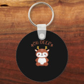 Oh Deer Kawaii Deer Playful Art Style Sleutelhanger (Voorkant)