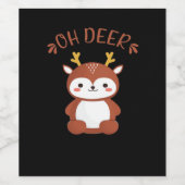 Oh Deer Kawaii Deer Playful Art Style Wijn Etiket (Enkel label)