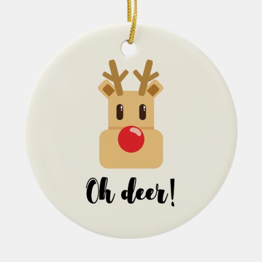 Oh Deer Kerst Keramisch Ornament (Voorkant)