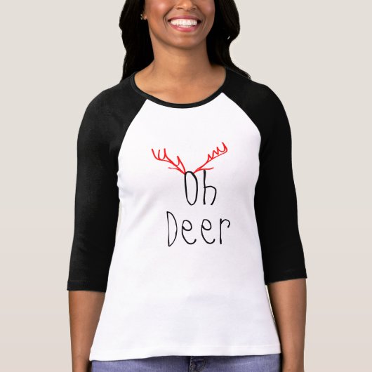 Oh Deer Kerstmis 3/4 sleeve Raglan T-shirt (Voorkant)
