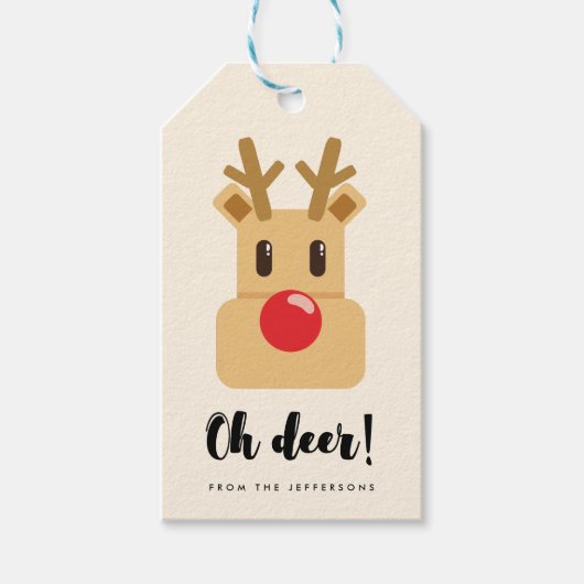 Oh Deer Kerstmis Cadeaulabel (Voorkant)