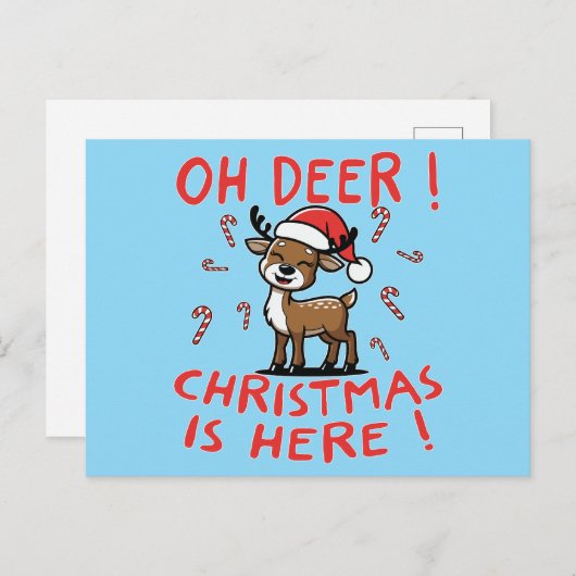 Oh Deer Kerstmis is hier Feestdagenkaart (Voorkant / Achterkant)