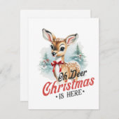 Oh Deer Kerstmis is hier Feestdagenkaart (Voorkant / Achterkant)