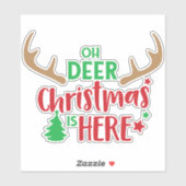Oh Deer Kerstmis is hier, kerstboom, Antlers Sticker (Vel)