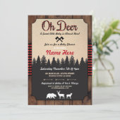 Oh Deer Lumberjack Red Baby shower Boy Girl Uitnod Kaart (Staand voorkant)