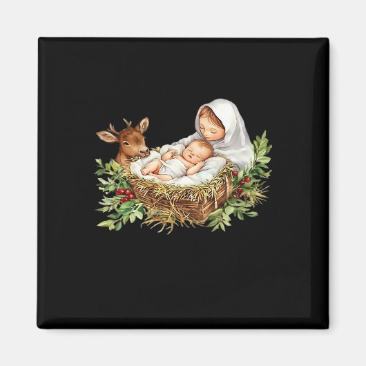 Oh Deer Mary Nativity Scene Christmas Jesus Magneet (Voorkant)