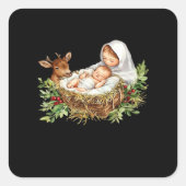 Oh Deer Mary Nativity Scene Christmas Jesus Vierkante Sticker (Voorkant)