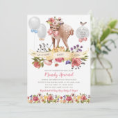 Oh Deer Meisje Baby shower Kaart (Staand voorkant)