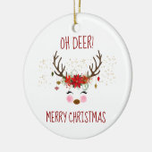 Oh Deer Merry Christmas Schattige Rendier Keramisch Ornament (Links)