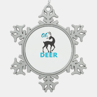 Oh Deer Minimaal Design  Tin Sneeuwvlok Ornament