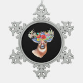 Oh Deer Modern Artistic Style Tin Sneeuwvlok Ornament (Voorkant)