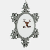 Oh Deer Modern Clean Design  Tin Sneeuwvlok Ornament (Links)