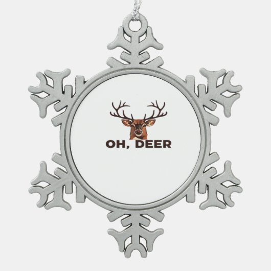 Oh Deer Modern Clean Design  Tin Sneeuwvlok Ornament (Voorkant)