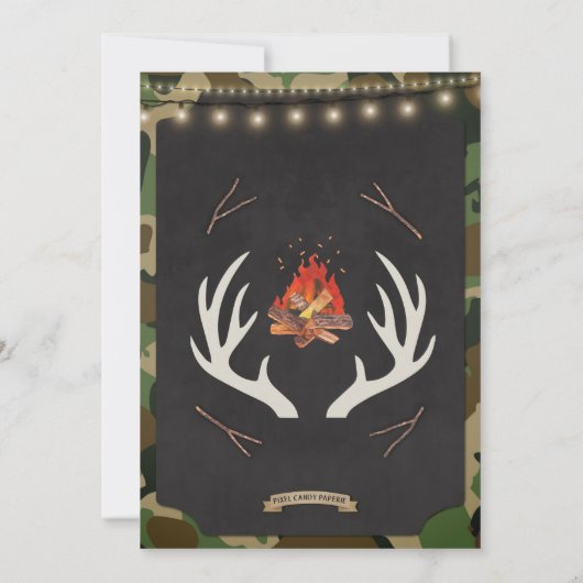 Oh Deer Old Buck Camo Invitation Anniversaire (Dos)