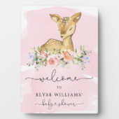 Oh Deer Pink Baby shower Welkomstbord Fotoplaat (voorkant)