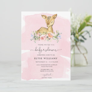 Oh Deer Pink Girl Baby shower Uitnodiging