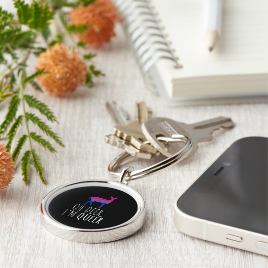 Oh Deer Queer Bisexual Pride Gay Lesbian Design Sleutelhanger (Zijkant)