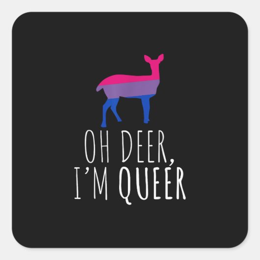 Oh Deer Queer Bisexual Pride Gay Lesbian Design Vierkante Sticker (Voorkant)