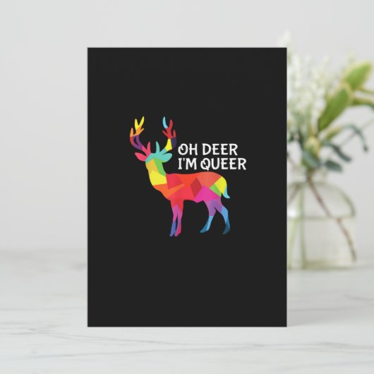 Oh Deer Queer Funny Pun LGBT Pride Design Feestdagenkaart (Staand voorkant)