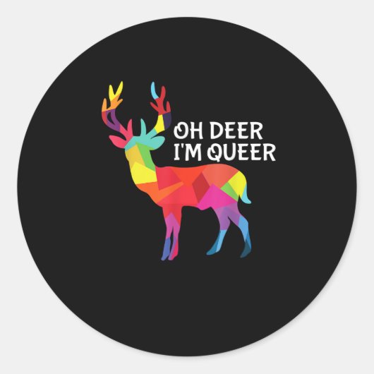 Oh Deer Queer Funny Pun LGBT Pride Design Ronde Sticker (Voorkant)